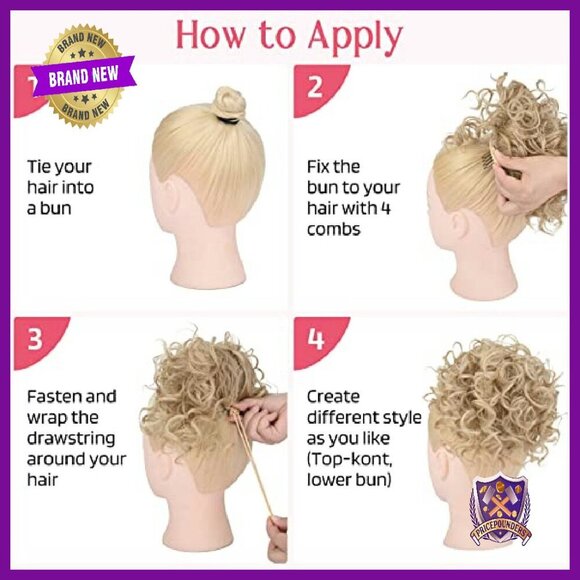 Large Full Synthetic Hair Bun Extension with Drawstring & Combs main image 6